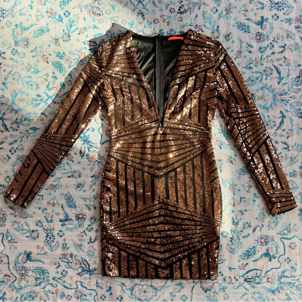 Sequin long sleeve mini dress